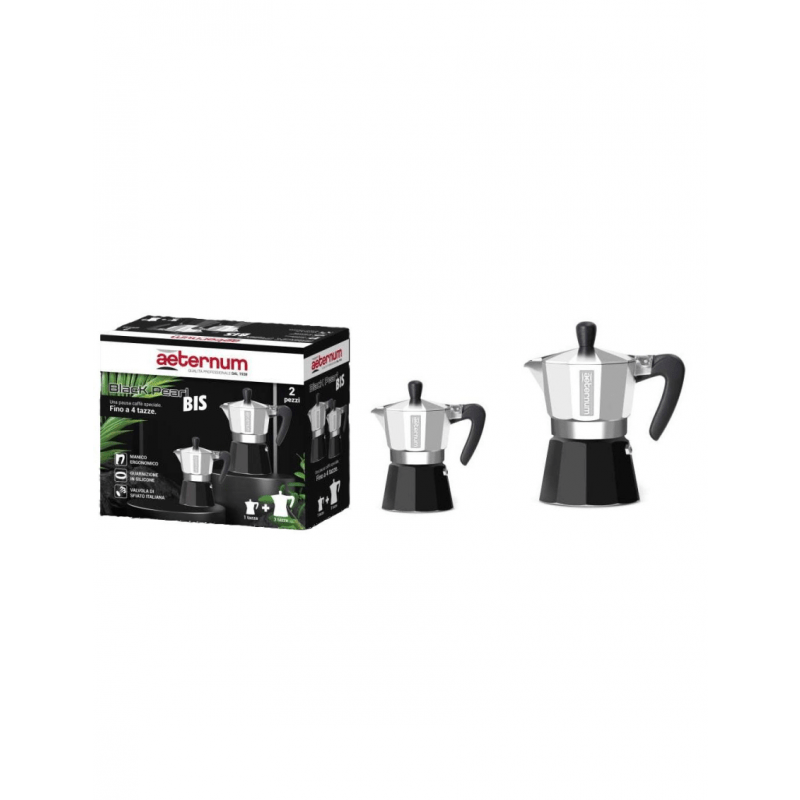 Caffettiera Aeternum Black Pearl Duo 1 e 3 Tazze Moka Espresso - | SOLO PER TE ITALIA