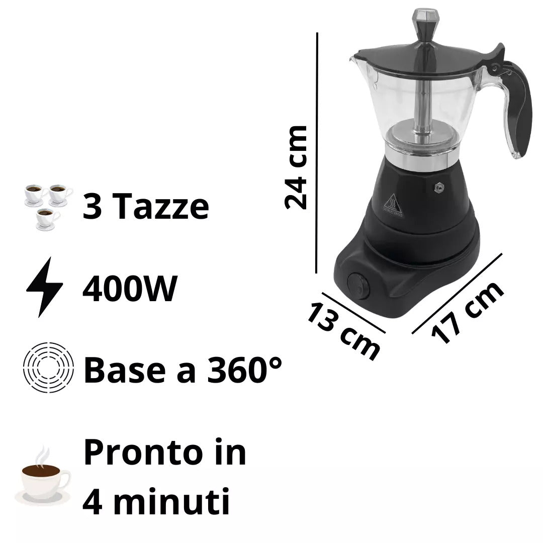 Caffettiera Elettrica 3 Tazze – Design Classico, Tecnologia Moderna - | SOLO PER TE ITALIA