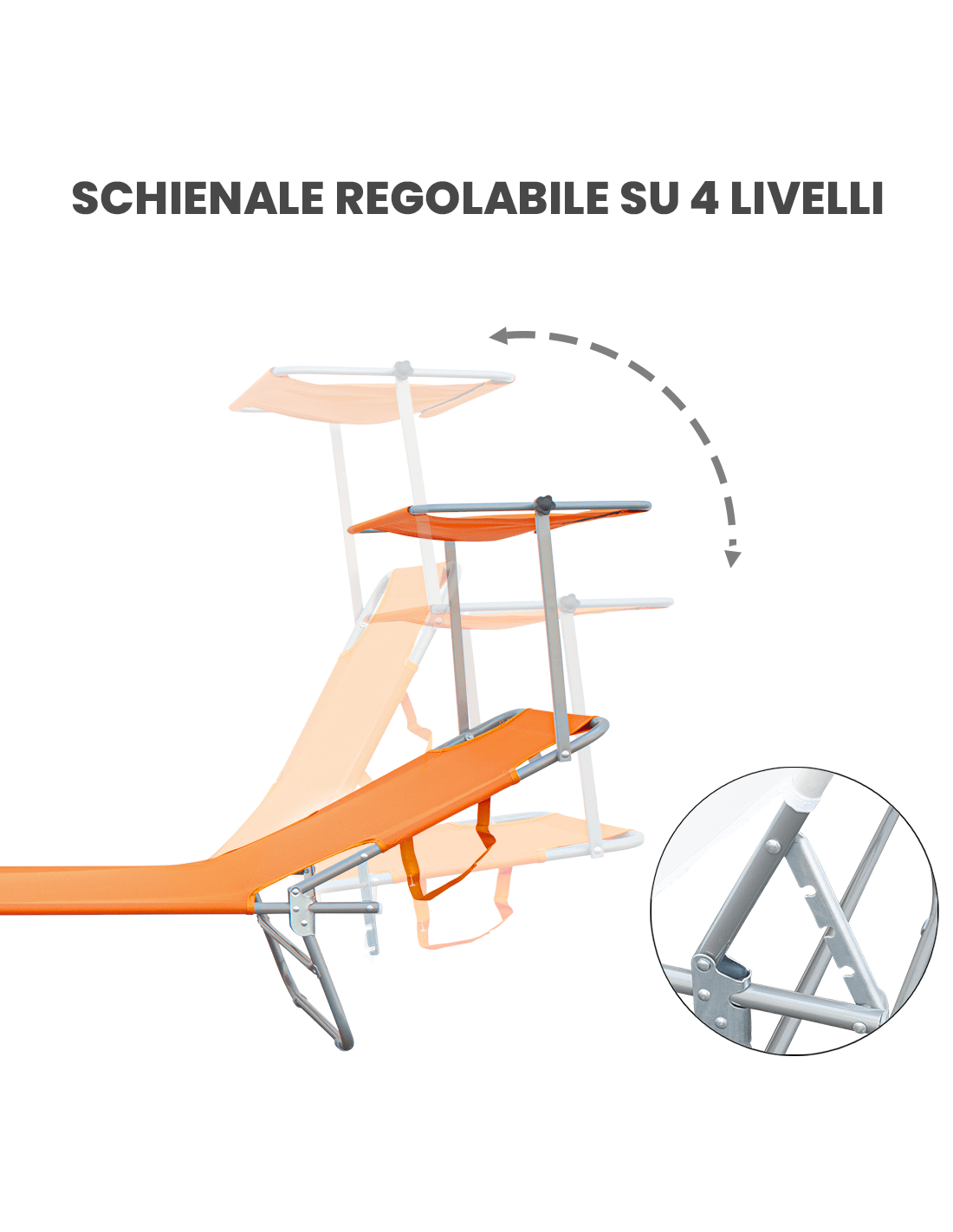 Lettino prendisole pieghevole con parasole regolabile - | SOLO PER TE ITALIA