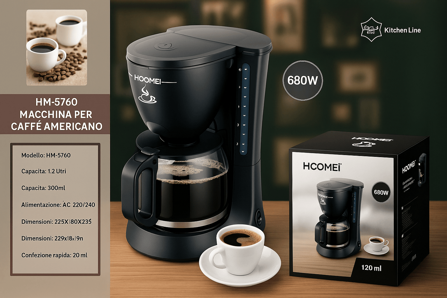 Macchina per Caffè Americano 680W con Caraffa in Vetro – Fino a 10 Tazze - | SOLO PER TE ITALIA