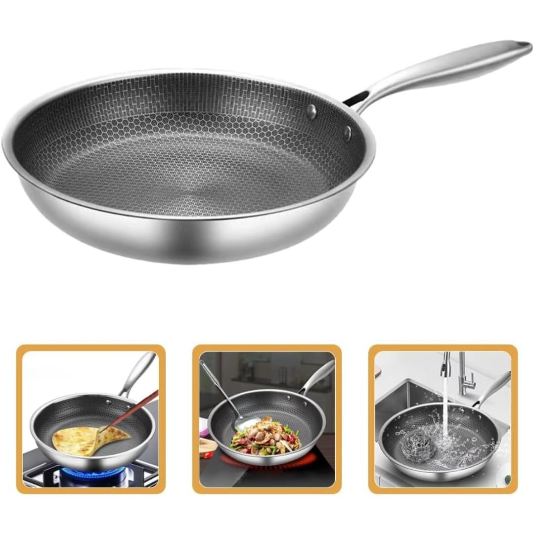 Padella Antiaderente a Nido d'Ape in Acciaio Inox – 24cm - | SOLO PER TE ITALIA