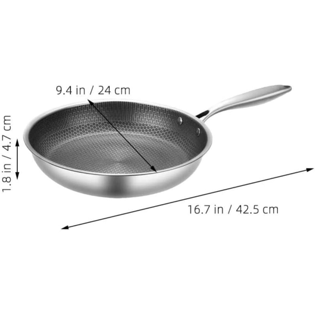 Padella Antiaderente a Nido d'Ape in Acciaio Inox – 24cm