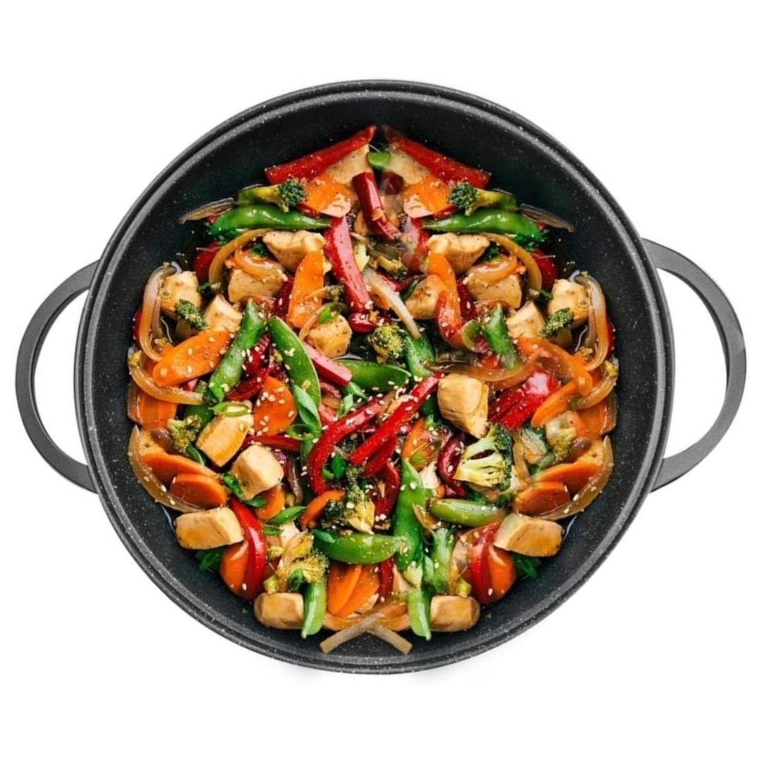 Padella Wok Antiaderente 36cm con Rivestimento Effetto Marmo - | SOLO PER TE ITALIA