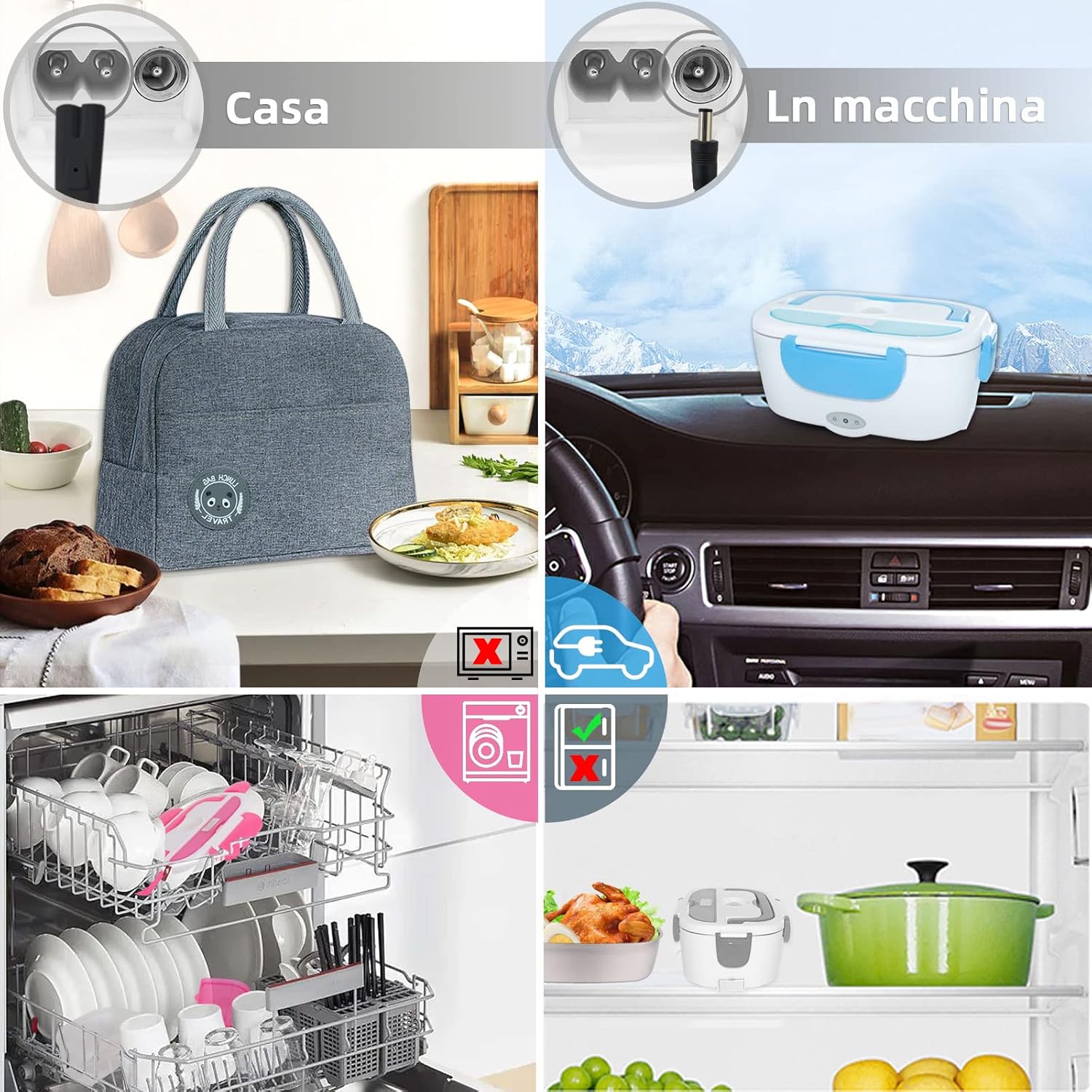 Scaldavivande Elettrico Portatile 1,5L con Contenitore Inox e Borsa Termica