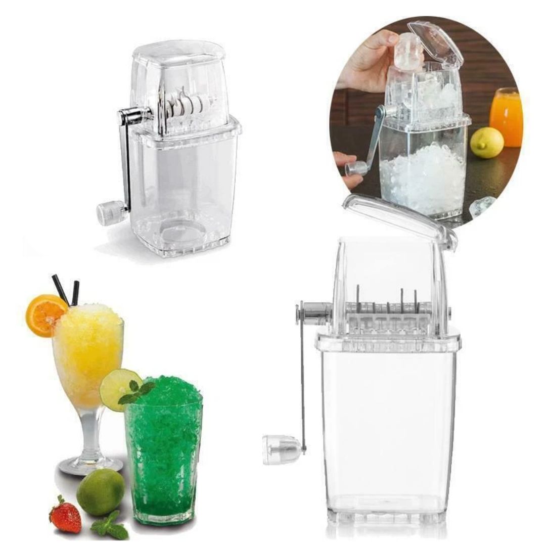 Tritaghiaccio manuale trasparente con manovella per ghiaccio tritato, granite e cocktail