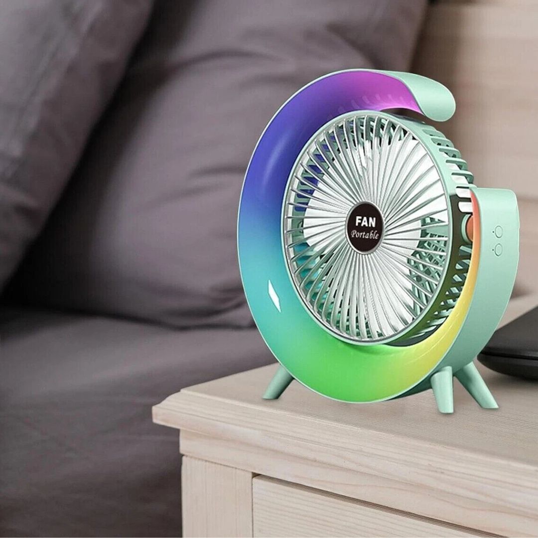 Ventilatore da tavolo ricaricabile con luce RGB - | SOLO PER TE ITALIA