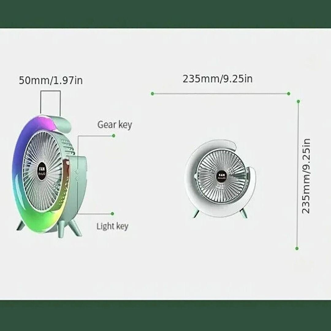 Ventilatore da tavolo ricaricabile con luce RGB - | SOLO PER TE ITALIA
