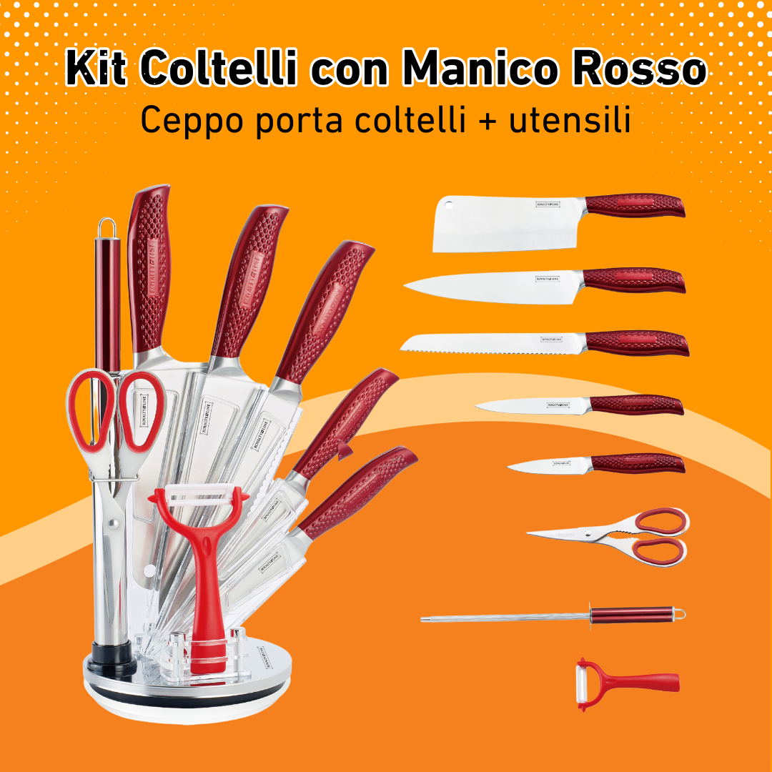 MyChef - Ceppo Porta Coltelli Professionali + Utensili da Cucina PREMIUM