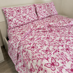 Completo Letto Matrimoniale 100% cotone Farfalle