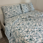 Completo Letto Matrimoniale 100% cotone Farfalle