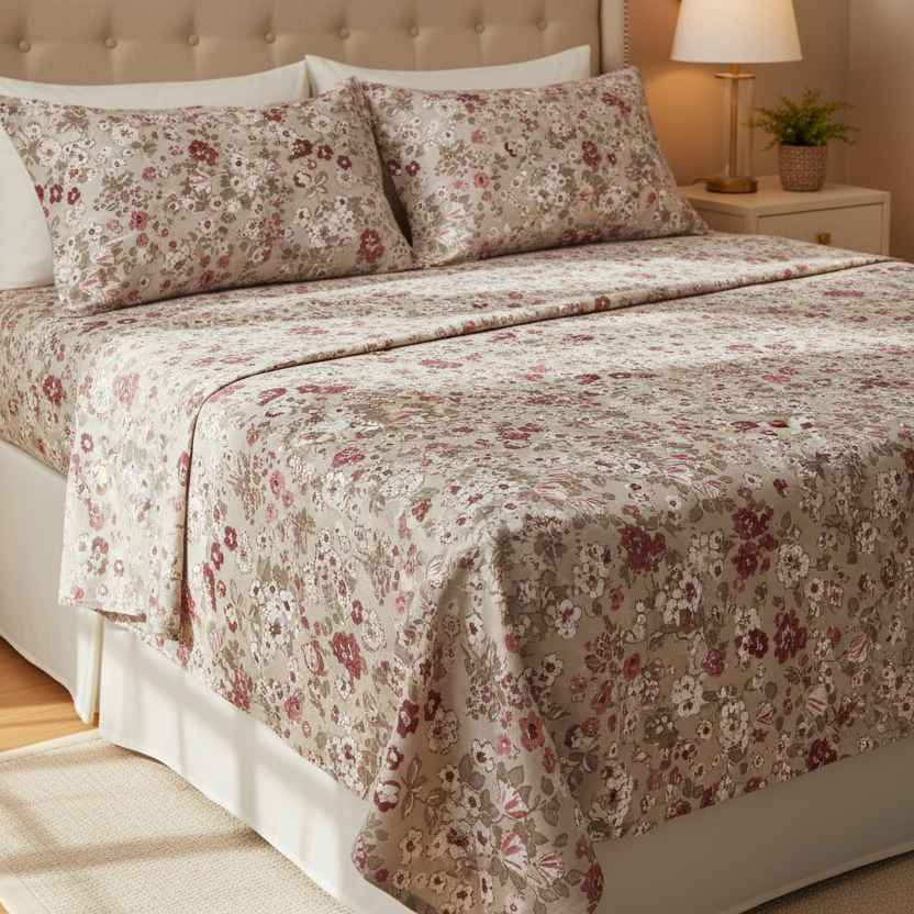 Completo letto matrimoniale Maddalena – vista frontale con federe abbinate