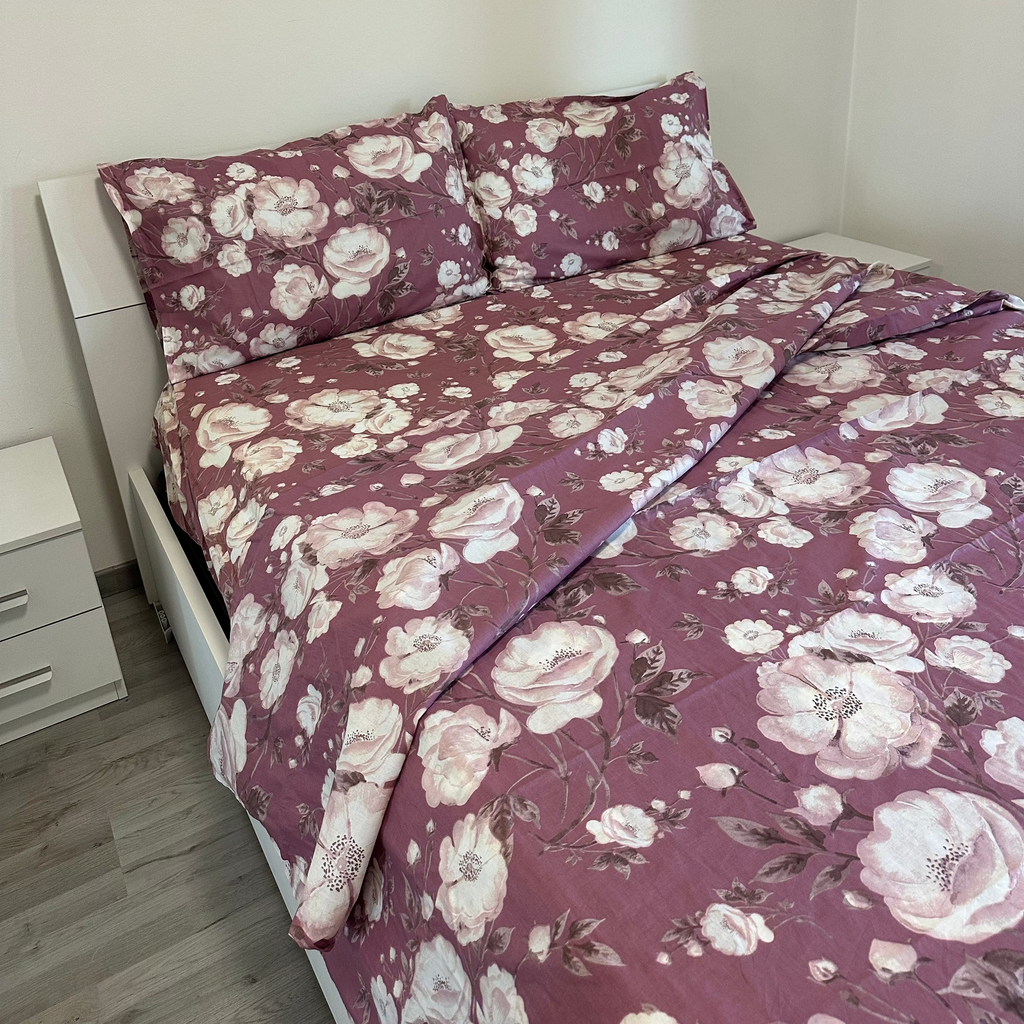 Completo Letto Matrimoniale 100% cotone Peonie