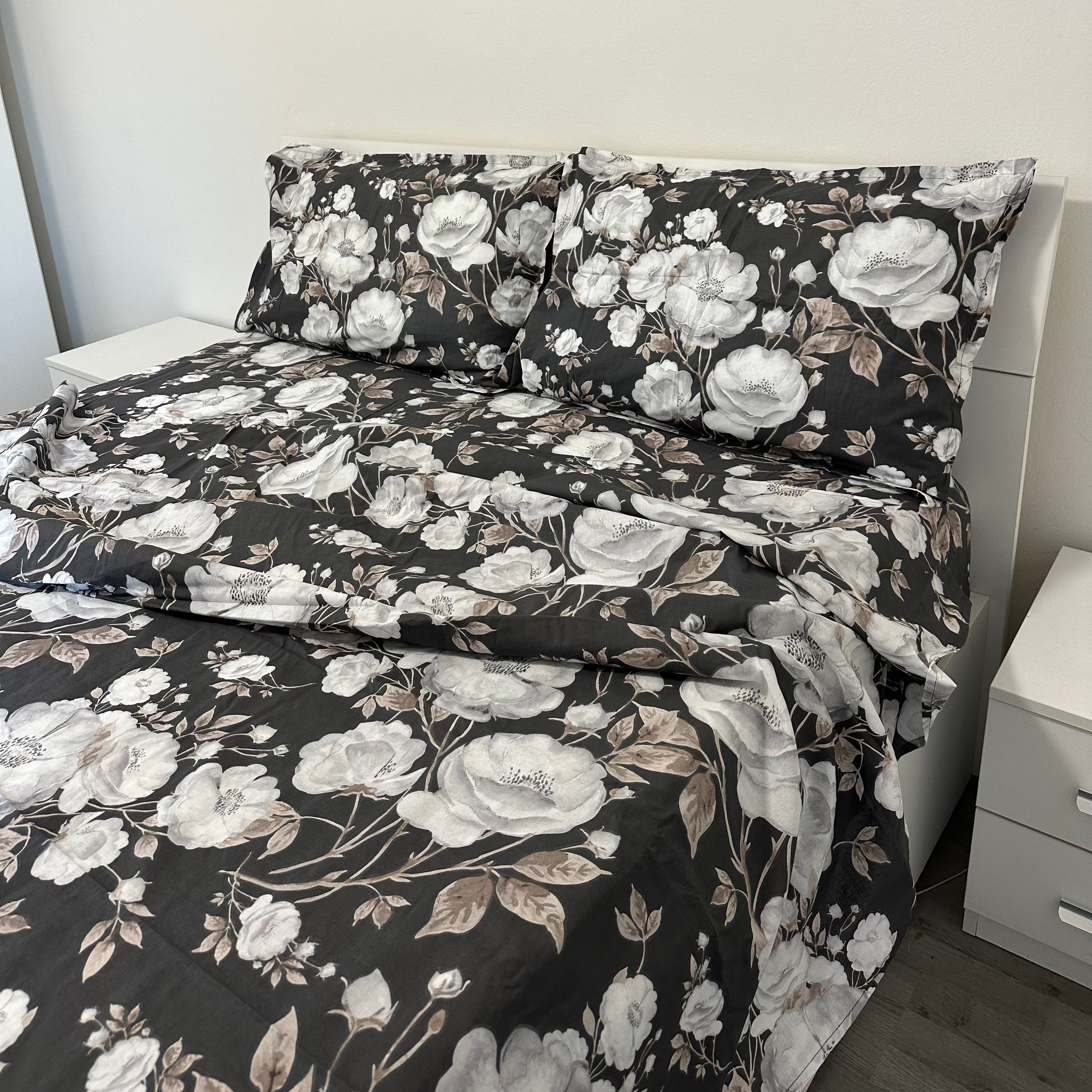 Completo Letto Matrimoniale 100% cotone Peonie