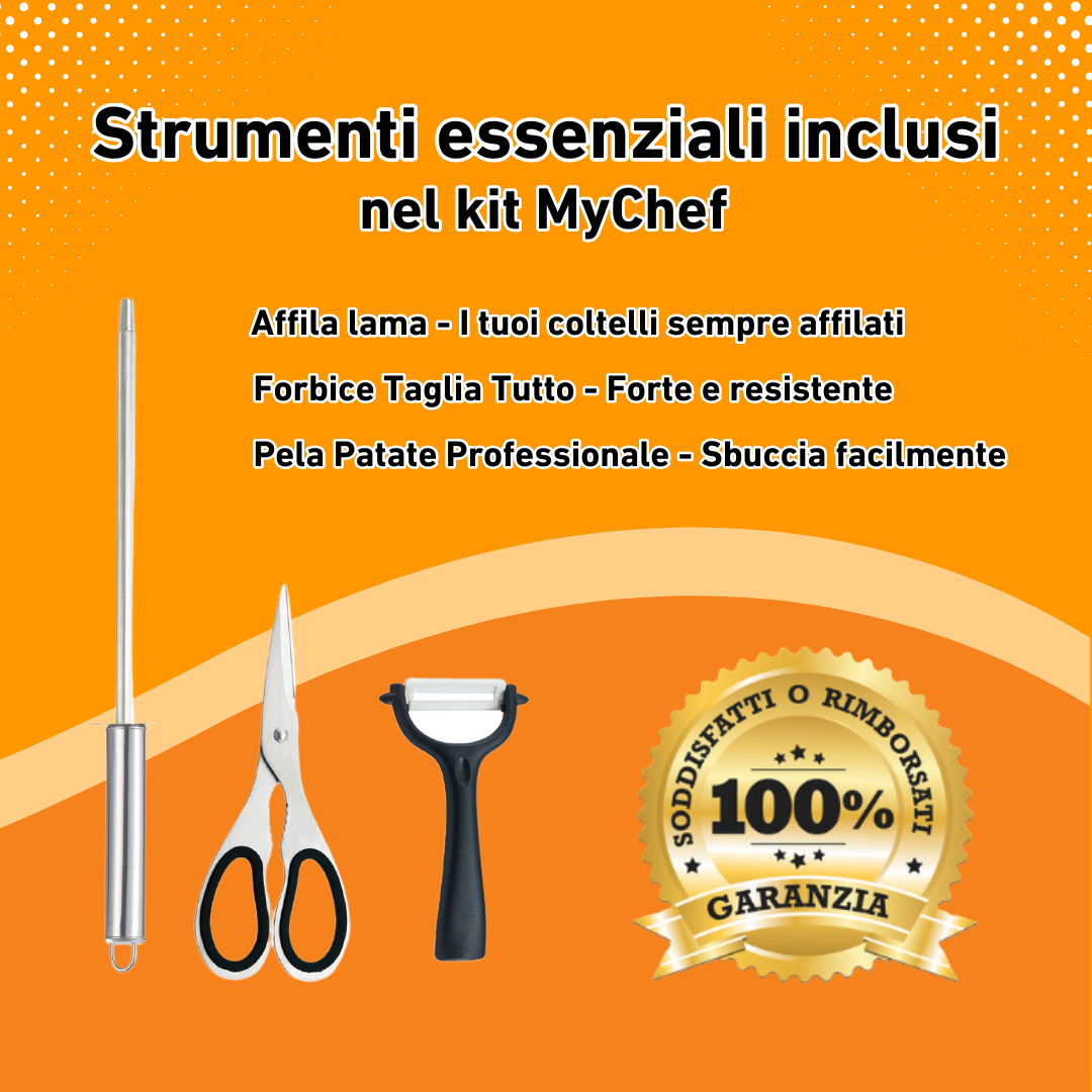 MyChef - Ceppo Porta Coltelli Professionali + Utensili da Cucina PREMIUM