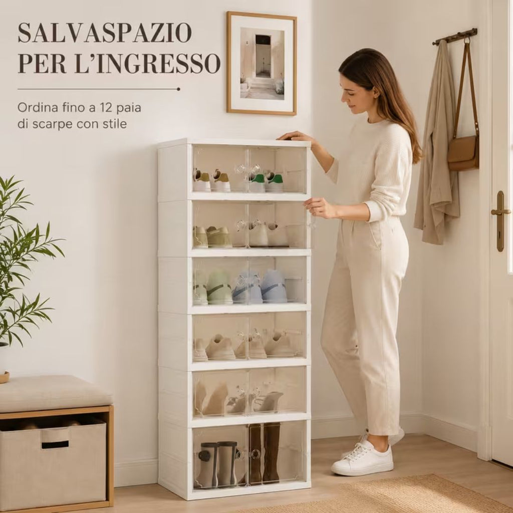 Scarpiera Pieghevole Salvaspazio con Ante Magnetiche - ingresso