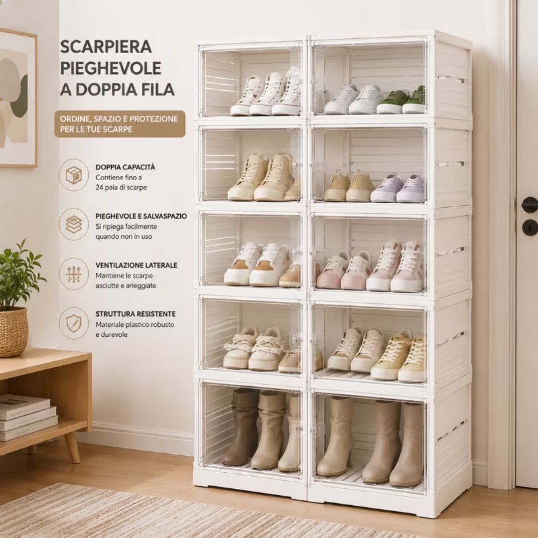 Scarpiera Pieghevole Salvaspazio con Ante Magnetiche - confronto