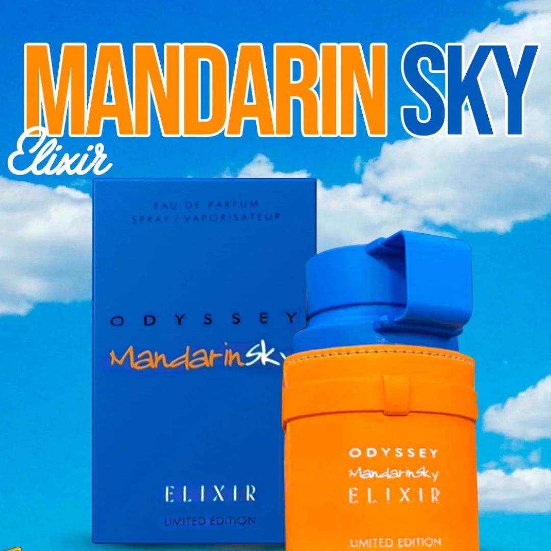 Flacone elegante del profumo Armaf Odyssey Mandarin Sky Elixir da uomo – design lussuoso e moderno