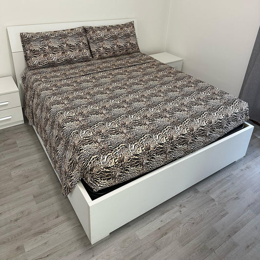 Completo Letto Matrimoniale 100% cotone Leopardo Marrone - | SOLO PER TE ITALIA