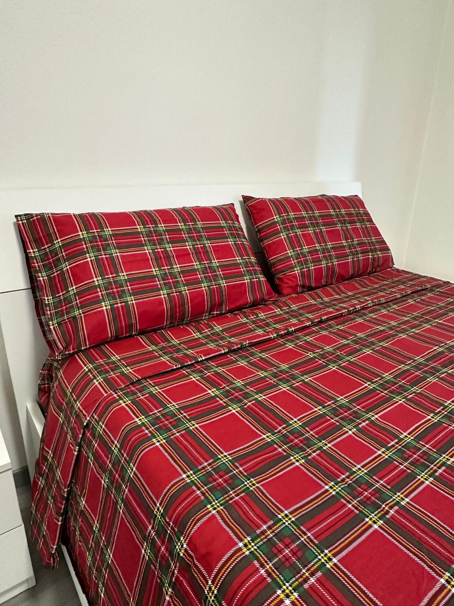Completo Letto Matrimoniale Tartan Scozzese Rosso in Cotone – Made in Italy - | SOLO PER TE ITALIA