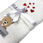 Coppia Asciugamani “I miss You” – set ricamato in cotone - | SOLO PER TE ITALIA