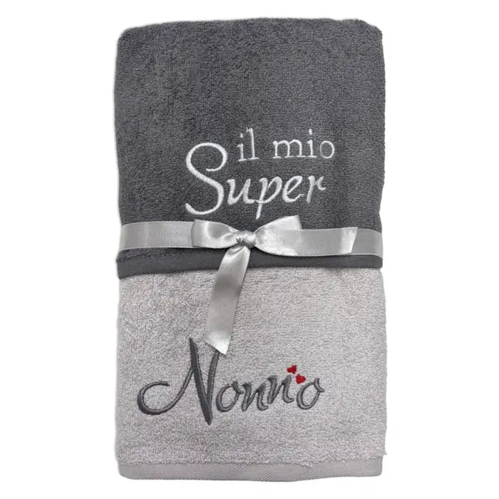 Coppia Asciugamani Il mio Super Nonno (viso + ospite) online - | SOLO PER TE ITALIA
