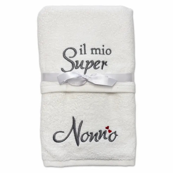 Coppia Asciugamani Il mio Super Nonno (viso + ospite) online - | SOLO PER TE ITALIA