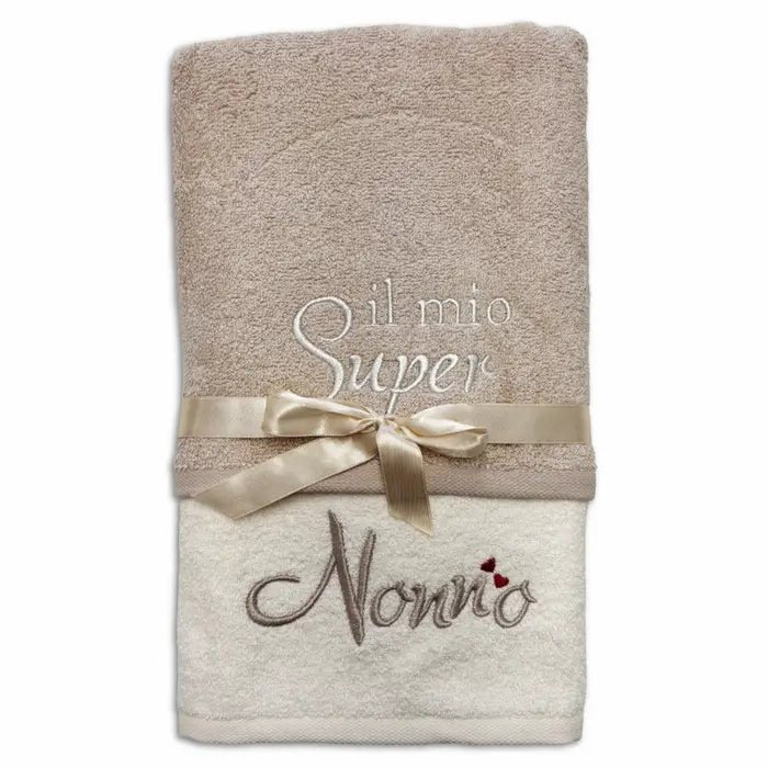Coppia Asciugamani Il mio Super Nonno (viso + ospite) online - | SOLO PER TE ITALIA