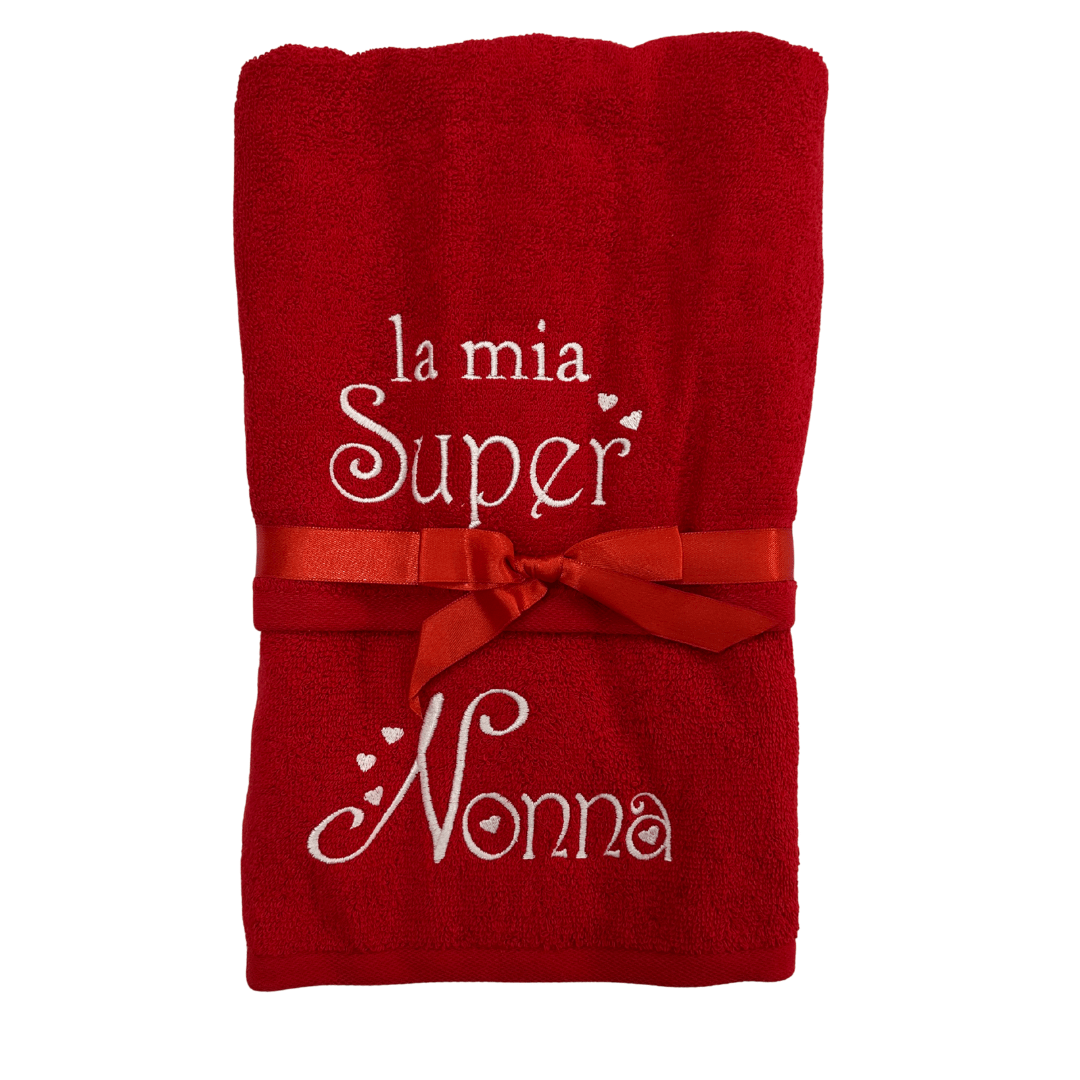 Coppia Asciugamani Rosso Ricamati in Cotone 100% – Acquista Online - | SOLO PER TE ITALIA