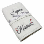 Coppia Asciugamani Super Mamma online – set ricamato in cotone 100 % - | SOLO PER TE ITALIA