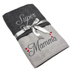 Coppia Asciugamani Super Mamma online – set ricamato in cotone 100 % - | SOLO PER TE ITALIA