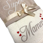 Coppia Asciugamani Super Mamma online – set ricamato in cotone 100 % - | SOLO PER TE ITALIA