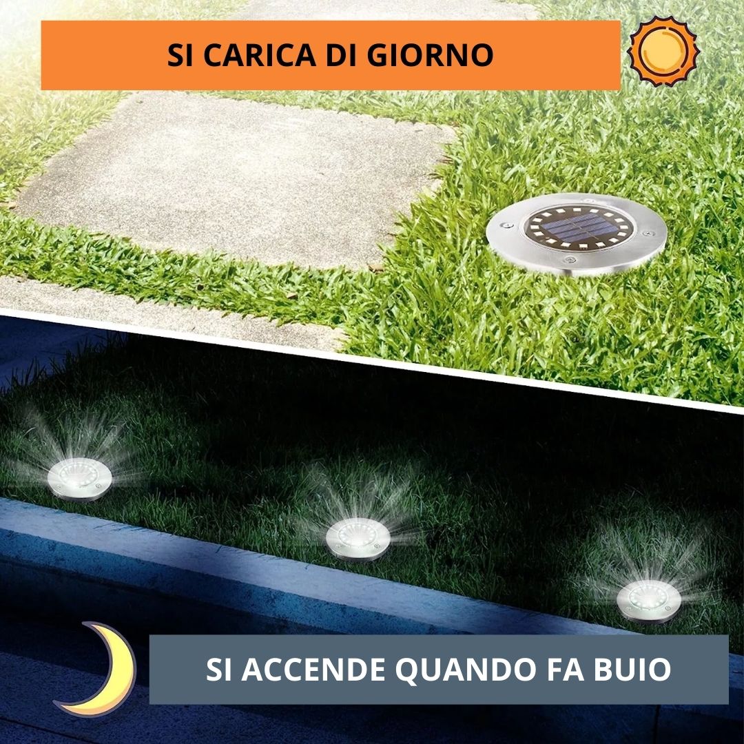 Faretto Solare da Terra a LED – 16 LED Ultra Luminosi per Esterni