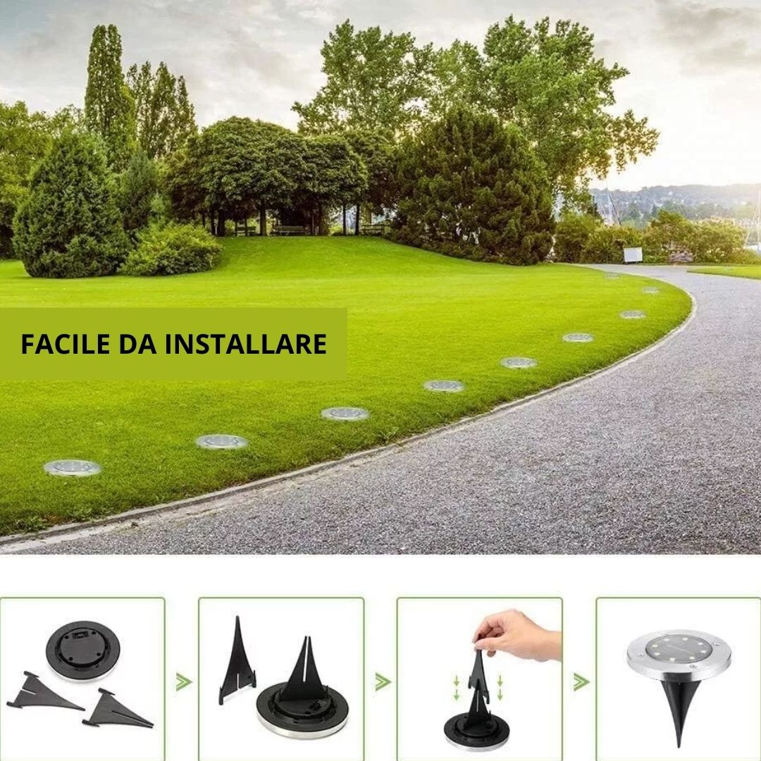 Faretto Solare da Terra a LED – 16 LED Ultra Luminosi per Esterni