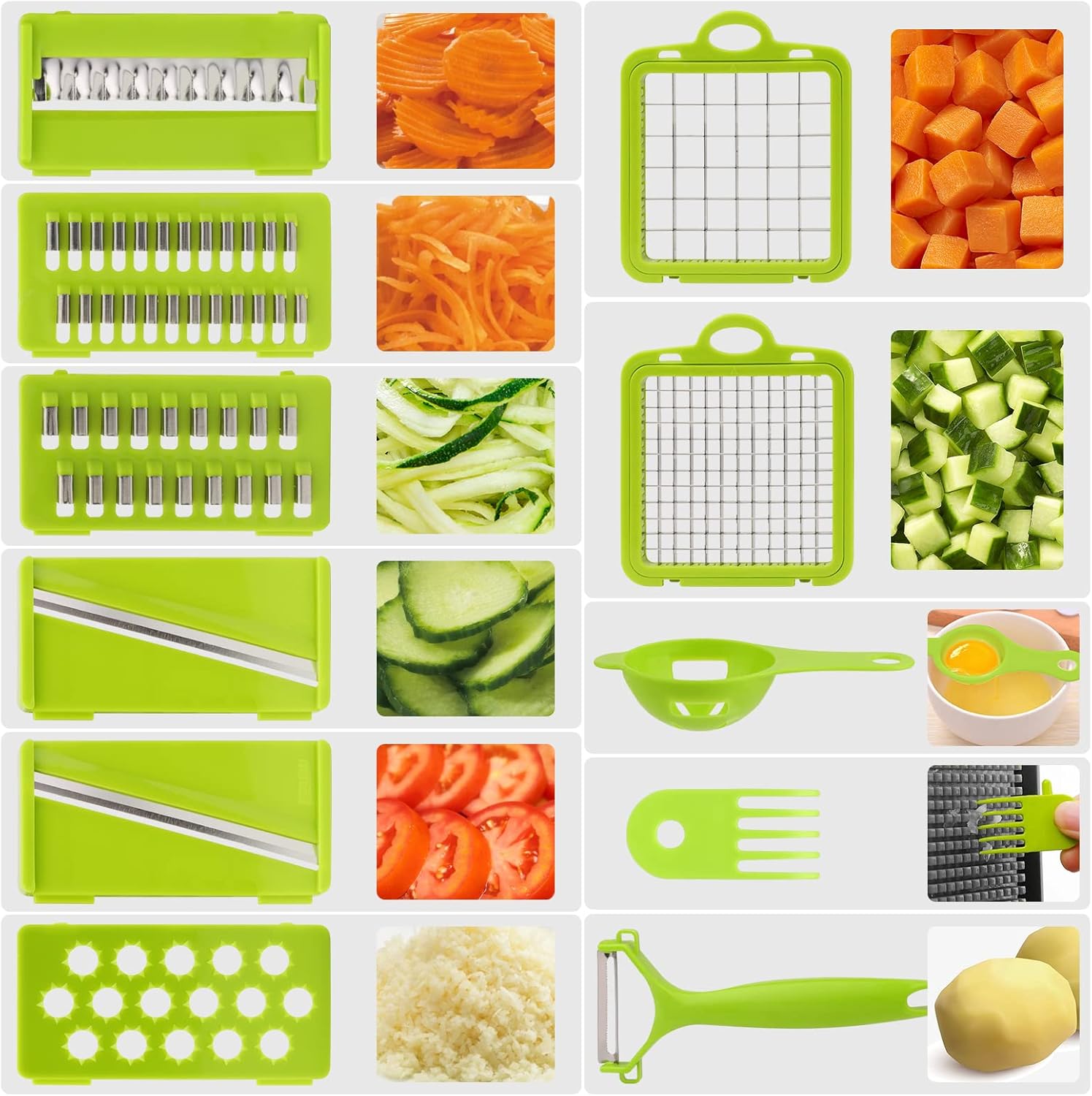 Set di 8 lame intercambiabili per affetta verdure multifunzione – taglio preciso e versatile