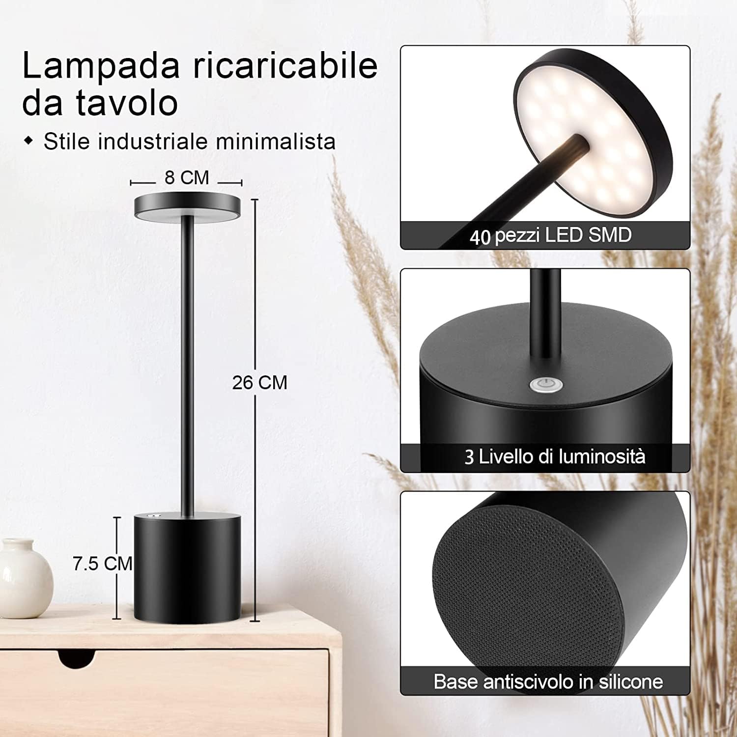 Lampada da Tavolo Senza Fili LED Ricaricabile – Acquista Online - | SOLO PER TE ITALIA