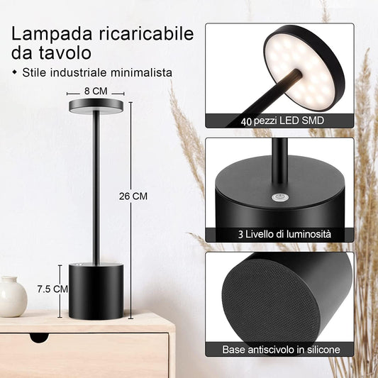 Lampada da Tavolo Senza Fili LED Ricaricabile – Acquista Online - | SOLO PER TE ITALIA