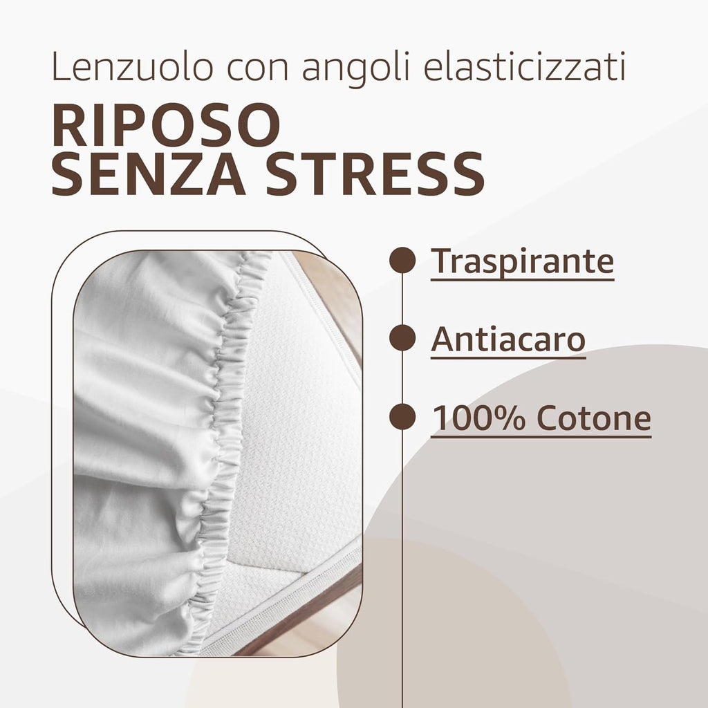 Lenzuolo con Angoli Matrimoniale in Percallino di Cotone – Prodotto in Italia - | SOLO PER TE ITALIA