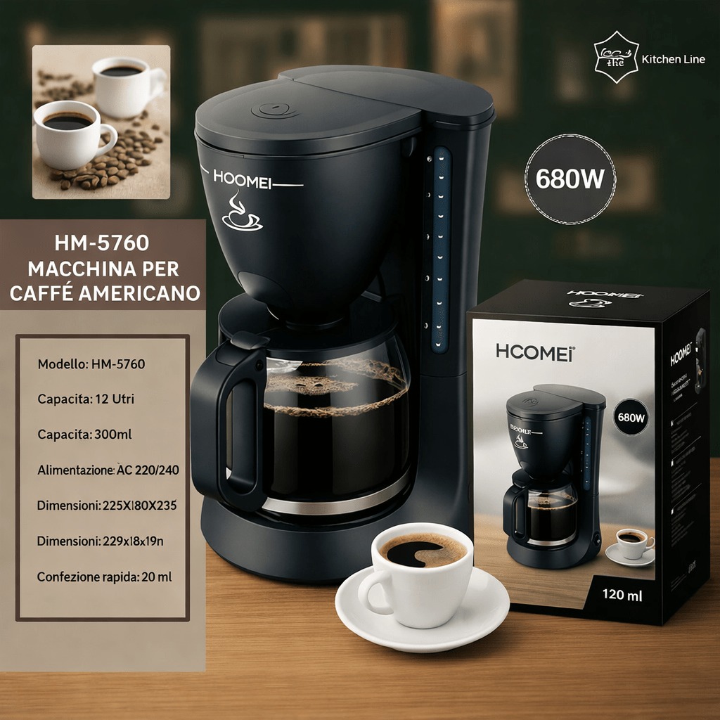 Macchina per Caffè Americano 680W con Caraffa in Vetro – Fino a 10 Tazze - | SOLO PER TE ITALIA