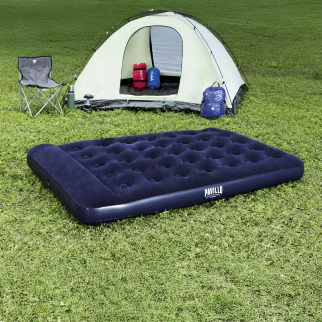 Materasso gonfiabile matrimoniale blu floccato Bestway 203x152x28 cm