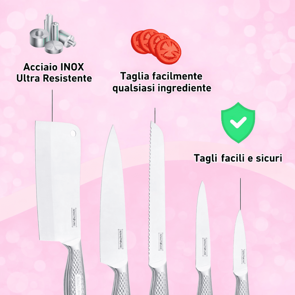 MyChef - Ceppo Porta Coltelli Professionali + Utensili da Cucina PREMIUM - | SOLO PER TE ITALIA