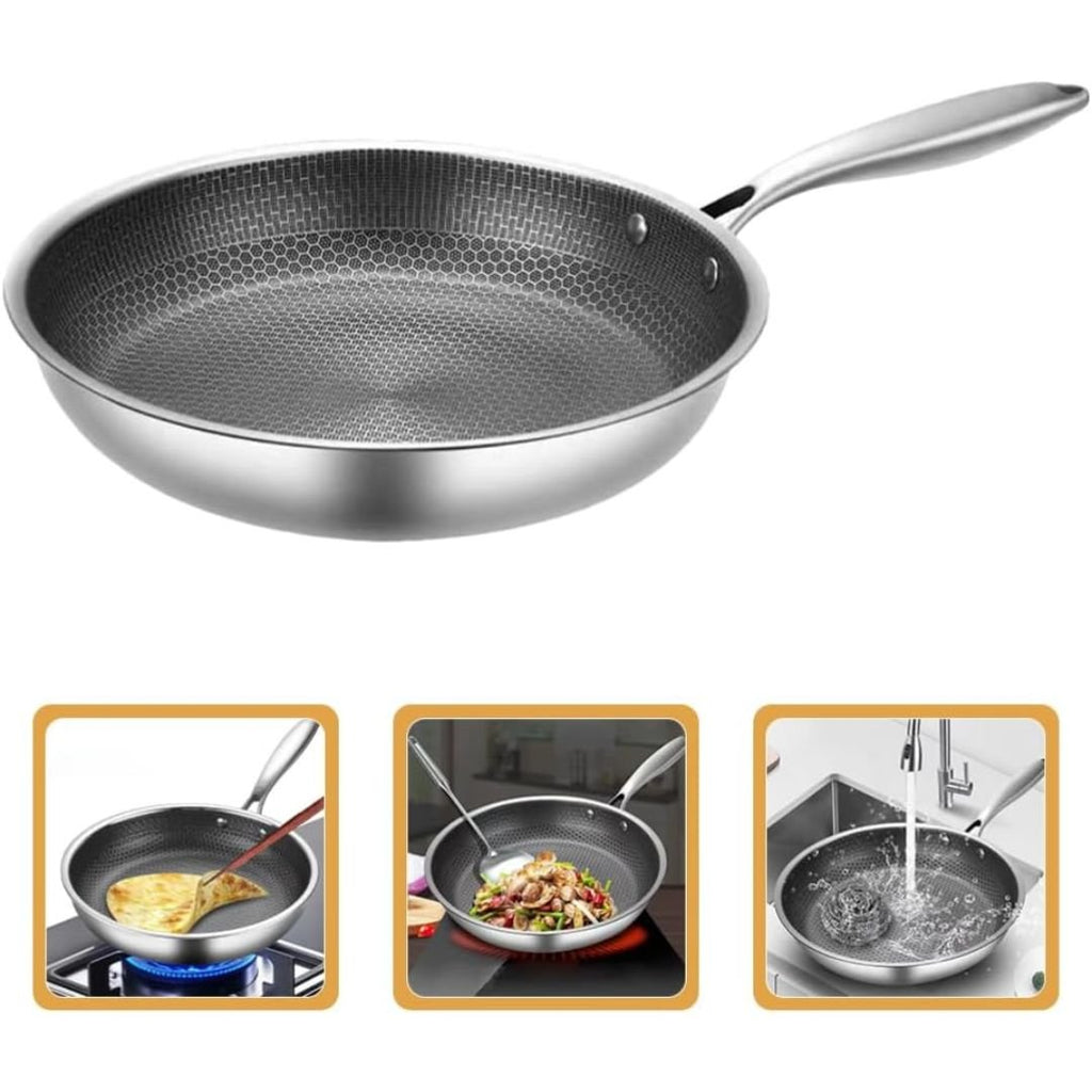 Padella Antiaderente a Nido d'Ape in Acciaio Inox – 24cm - | SOLO PER TE ITALIA
