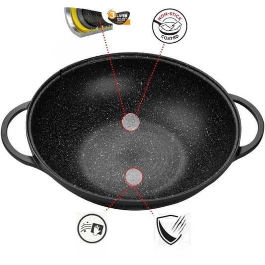 Padella Wok Antiaderente 36cm con Rivestimento Effetto Marmo - | SOLO PER TE ITALIA