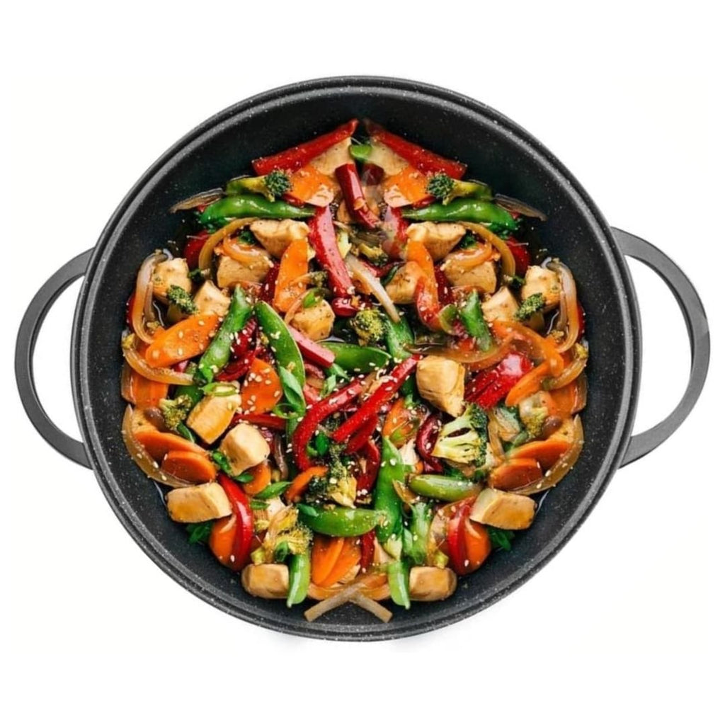 Padella Wok Antiaderente 36cm con Rivestimento Effetto Marmo - | SOLO PER TE ITALIA