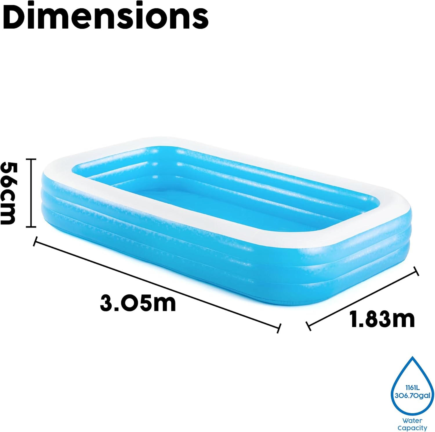 Piscina Family Bestway 305x183x56 cm Gonfiabile per Bambini e Adulti - | SOLO PER TE ITALIA