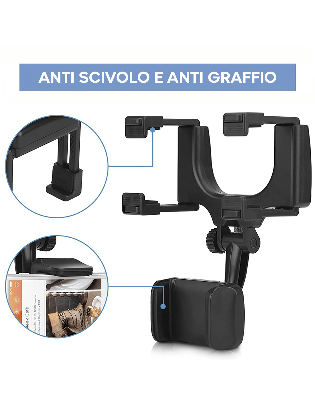 Supporto auto per cellulare con rotazione 360° e fissaggio sicuro - | SOLO PER TE ITALIA