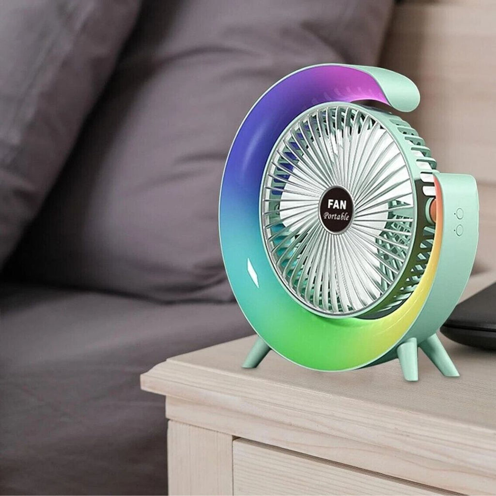 Ventilatore da tavolo ricaricabile con luce RGB - | SOLO PER TE ITALIA