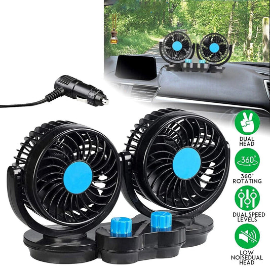 Ventilatore Portatile Da Auto 12V con 2 Ventole Orientabili 🔄 | Ideale per Viaggi in Camper e Camion - | SOLO PER TE ITALIA