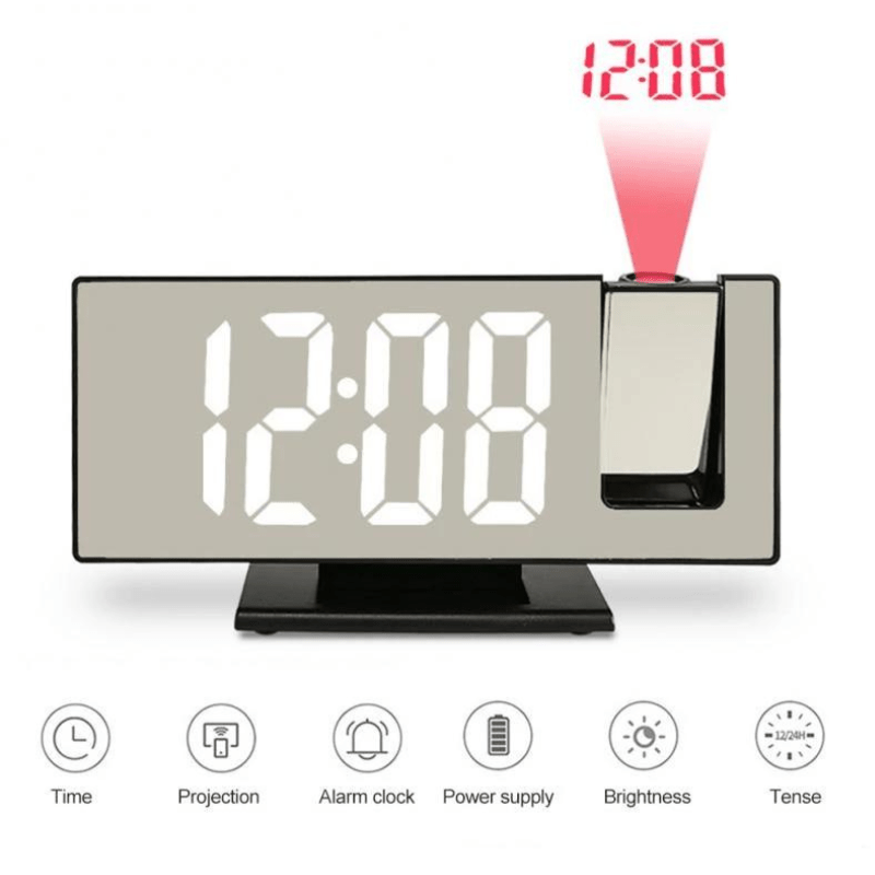 Netzu Sveglia con Proiezione per Soffitto Pareti, Sveglia Digitale con Proiettore 180°, Visualizzazione della Temperatura, Display LED, 4 Livelli di Netzu Sveglia con Proiezione per Soffitto Pareti, Sveglia Digitale con Proiettore 180°, Visualizzazione della Temperatura, Display LED, 4 Livelli di